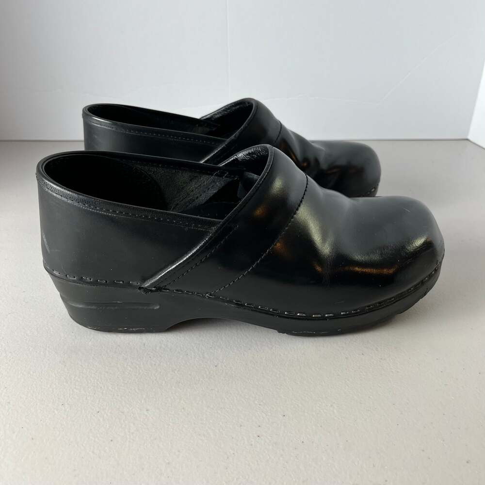 Dansko Black Leather Clogs Slip On Comfort Work Shoes‎ EU 40